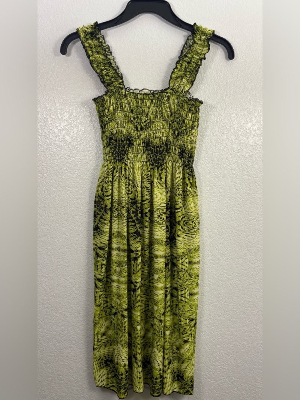 Smocked Fairy Grunge Whimsygoth Slinky Cybergoth Beach Dress Size S-M Neon